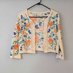 Monsoon shrug cardigan w/beads & embroidery